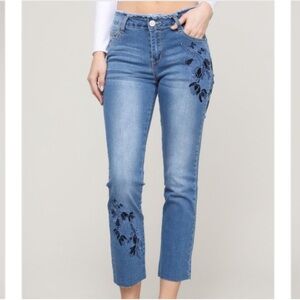 BBA • Raw Hem Embroidered Jeans